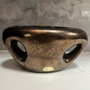 Vintage Haeger Bronze Glazed Abstract Modern Vase